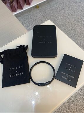Forge & Foundry Black Braided Leather Bracelet
